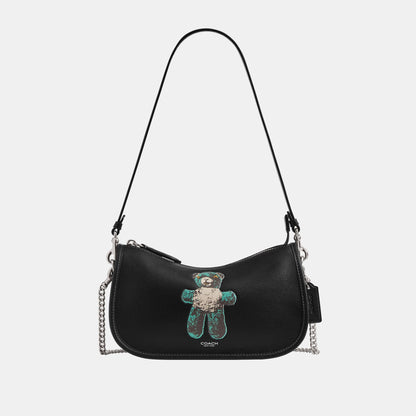 CDZ47-Teddy Graphic Waverly Bag-Lh/Black Multi
