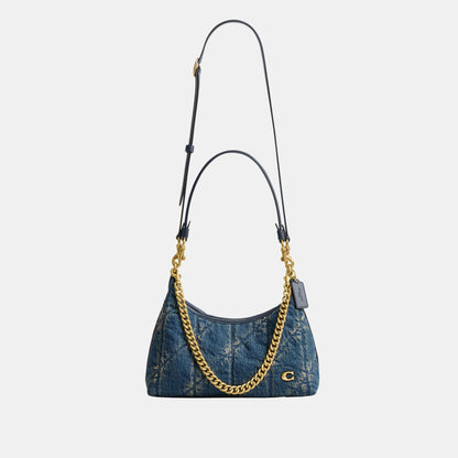 CDZ67-Soft Quilted Loved Denim Juliet Shoulder Bag 25-B4/Dark Indigo