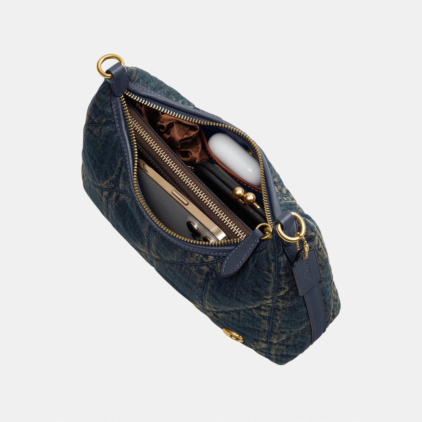 CDZ67-Soft Quilted Loved Denim Juliet Shoulder Bag 25-B4/Dark Indigo