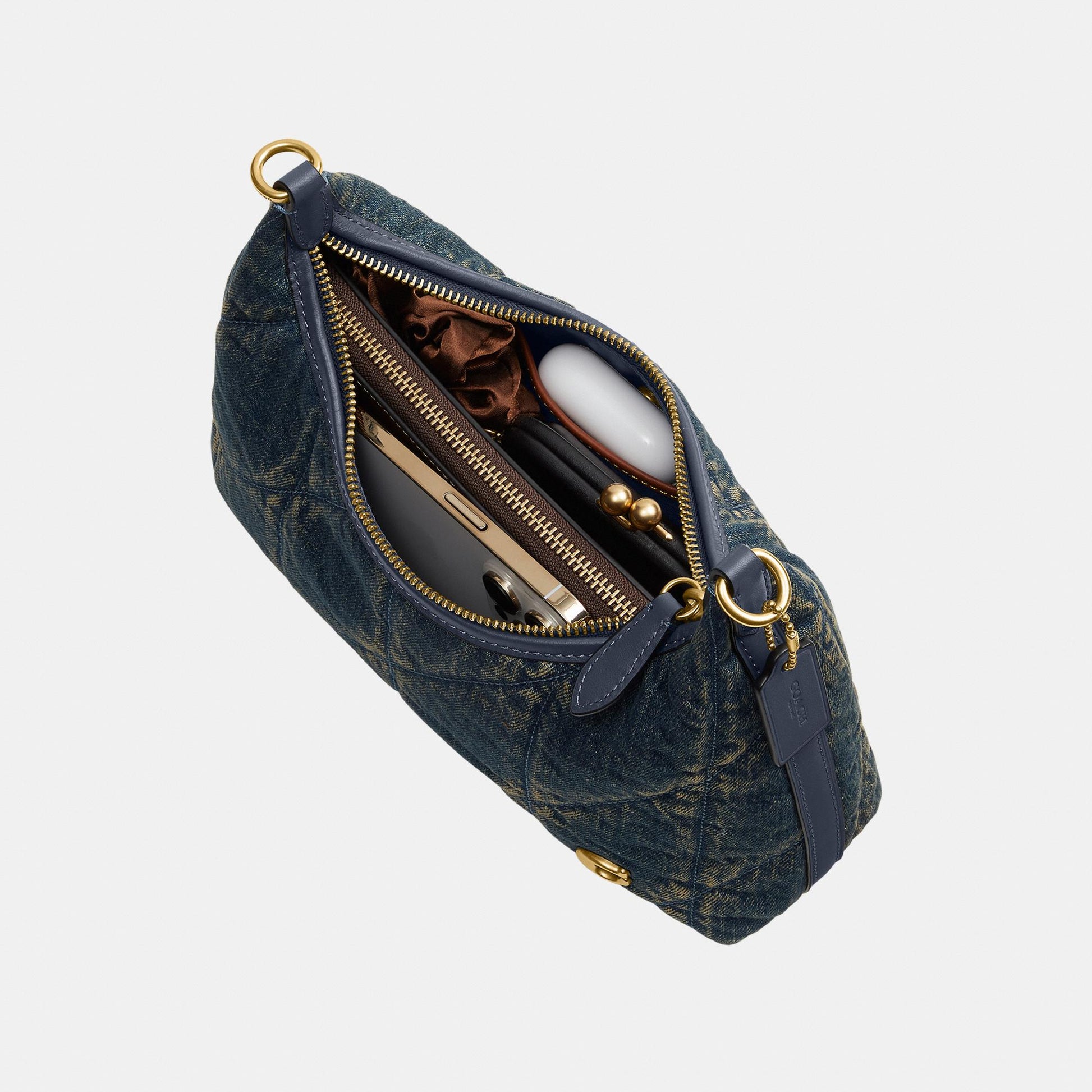 CDZ67-Soft Quilted Loved Denim Juliet Shoulder Bag 25-B4/Dark Indigo