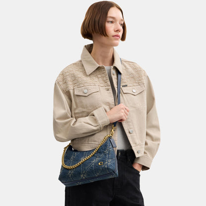 CDZ67-Soft Quilted Loved Denim Juliet Shoulder Bag 25-B4/Dark Indigo
