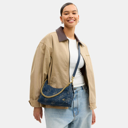 CDZ67-Soft Quilted Loved Denim Juliet Shoulder Bag 25-B4/Dark Indigo