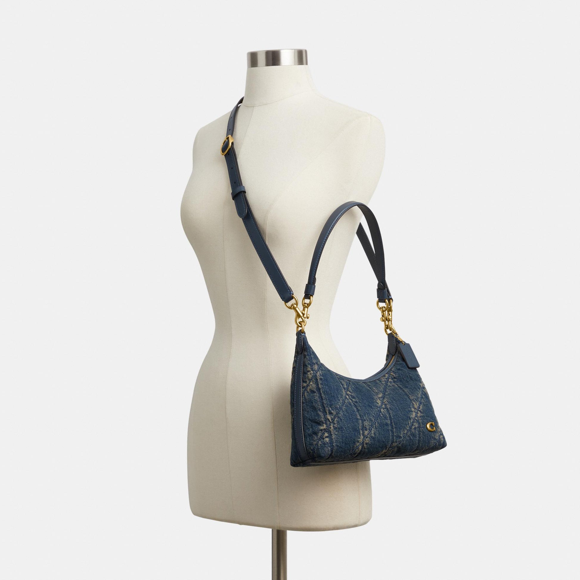 CDZ67-Soft Quilted Loved Denim Juliet Shoulder Bag 25-B4/Dark Indigo