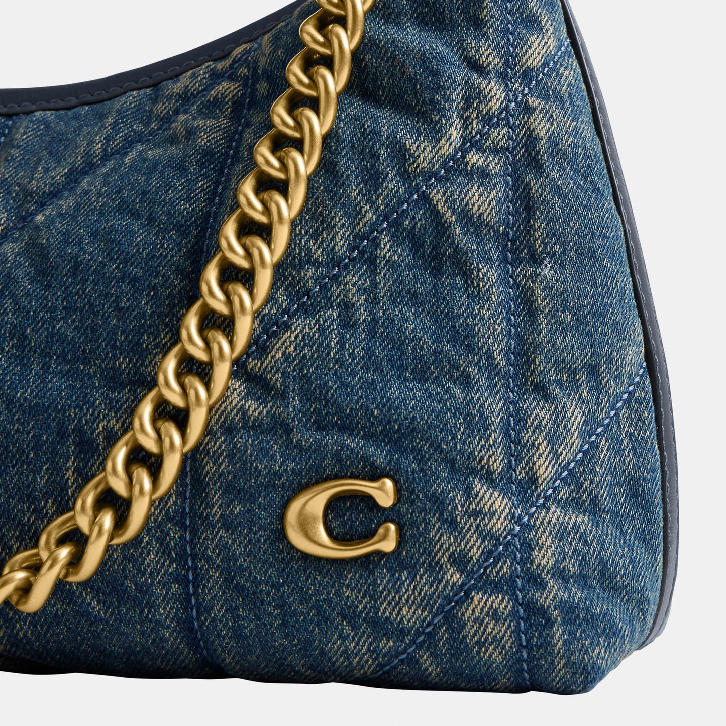 CDZ67-Soft Quilted Loved Denim Juliet Shoulder Bag 25-B4/Dark Indigo