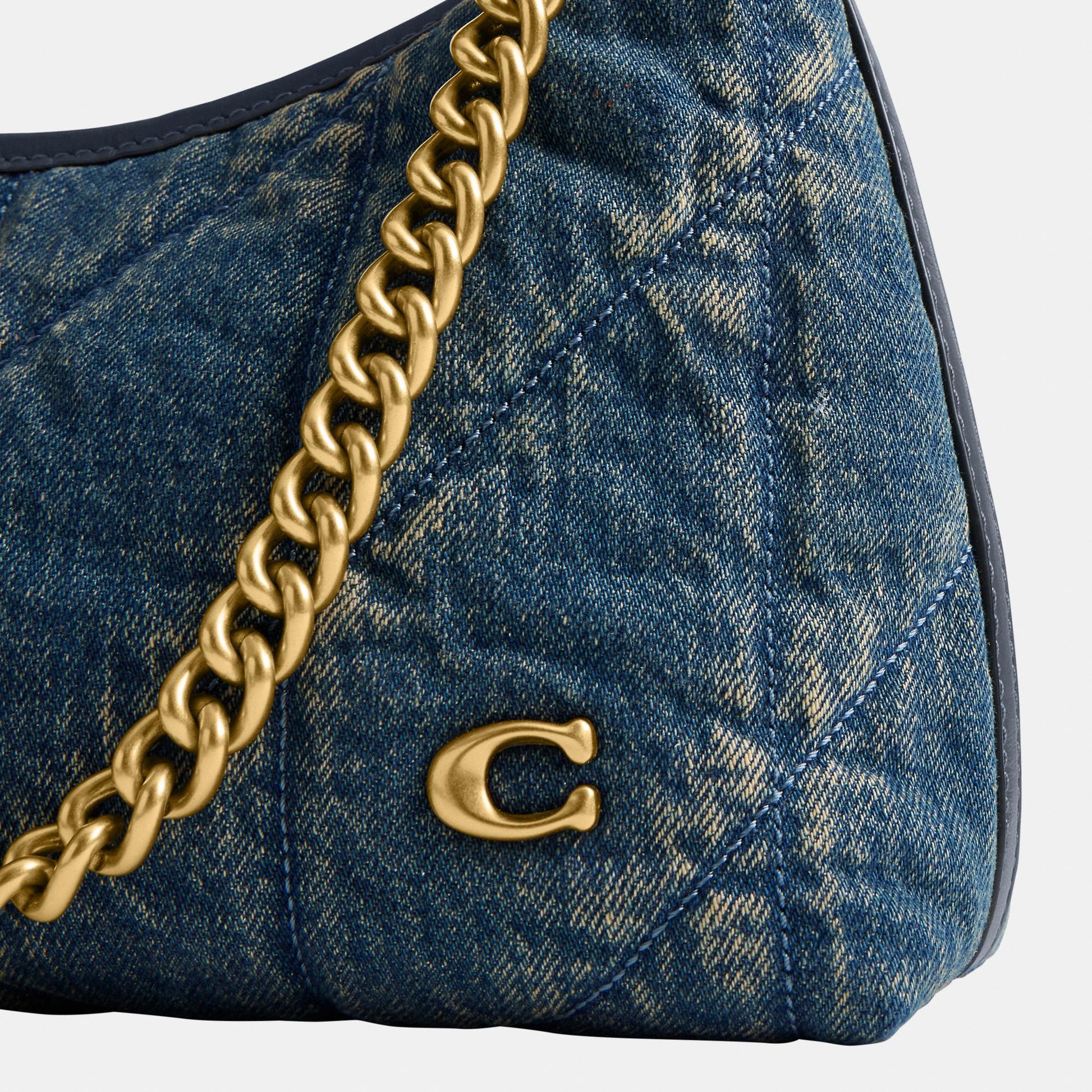 CDZ67-Soft Quilted Loved Denim Juliet Shoulder Bag 25-B4/Dark Indigo