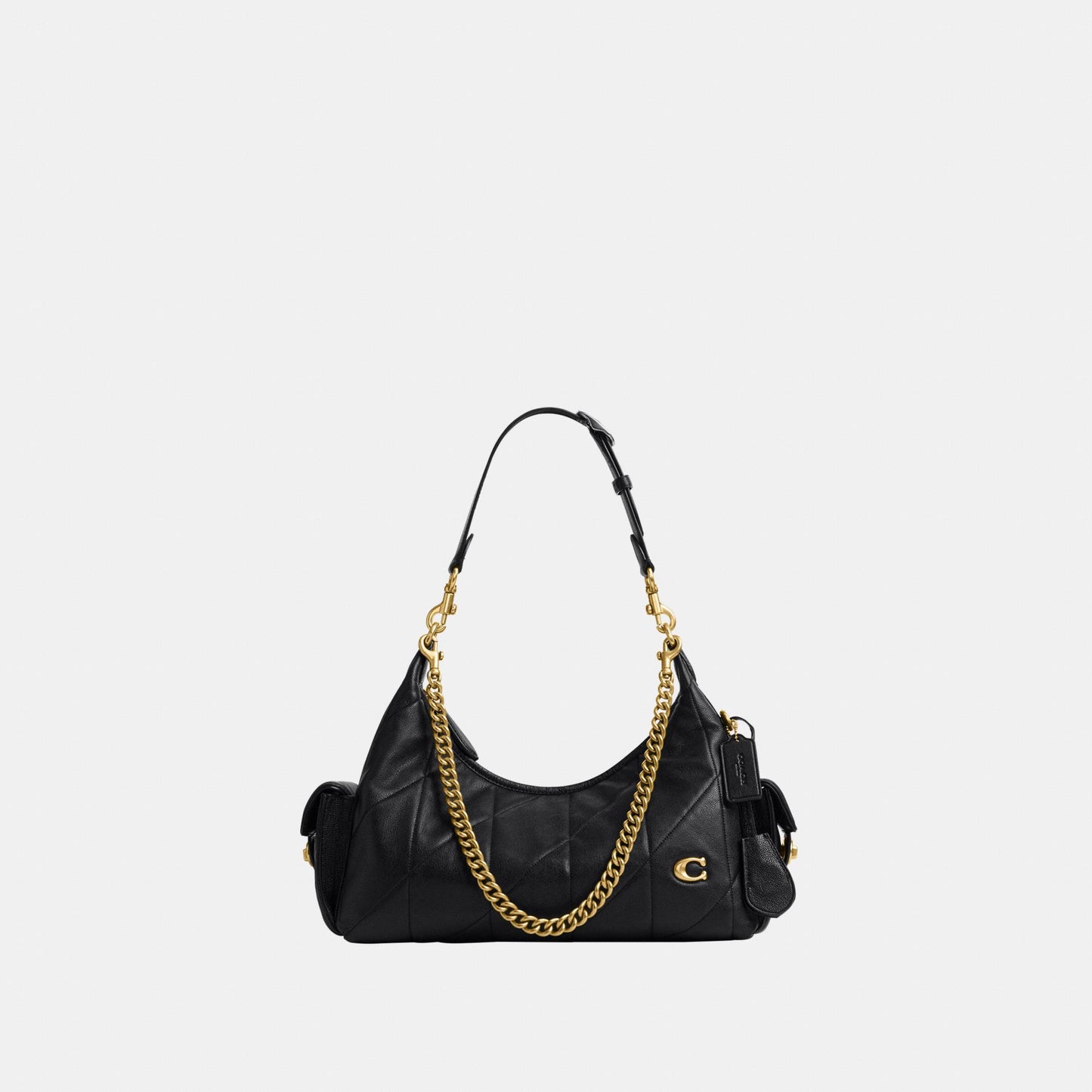 CDZ71-Soft Quilted Leather Pocket Juliet Bag 30-B4/Black