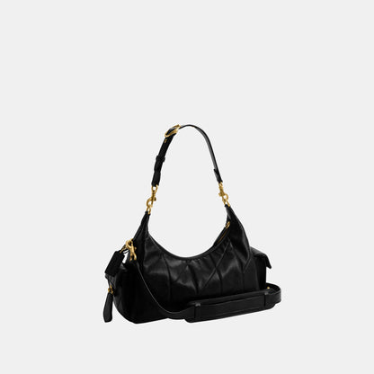 CDZ71-Soft Quilted Leather Pocket Juliet Bag 30-B4/Black