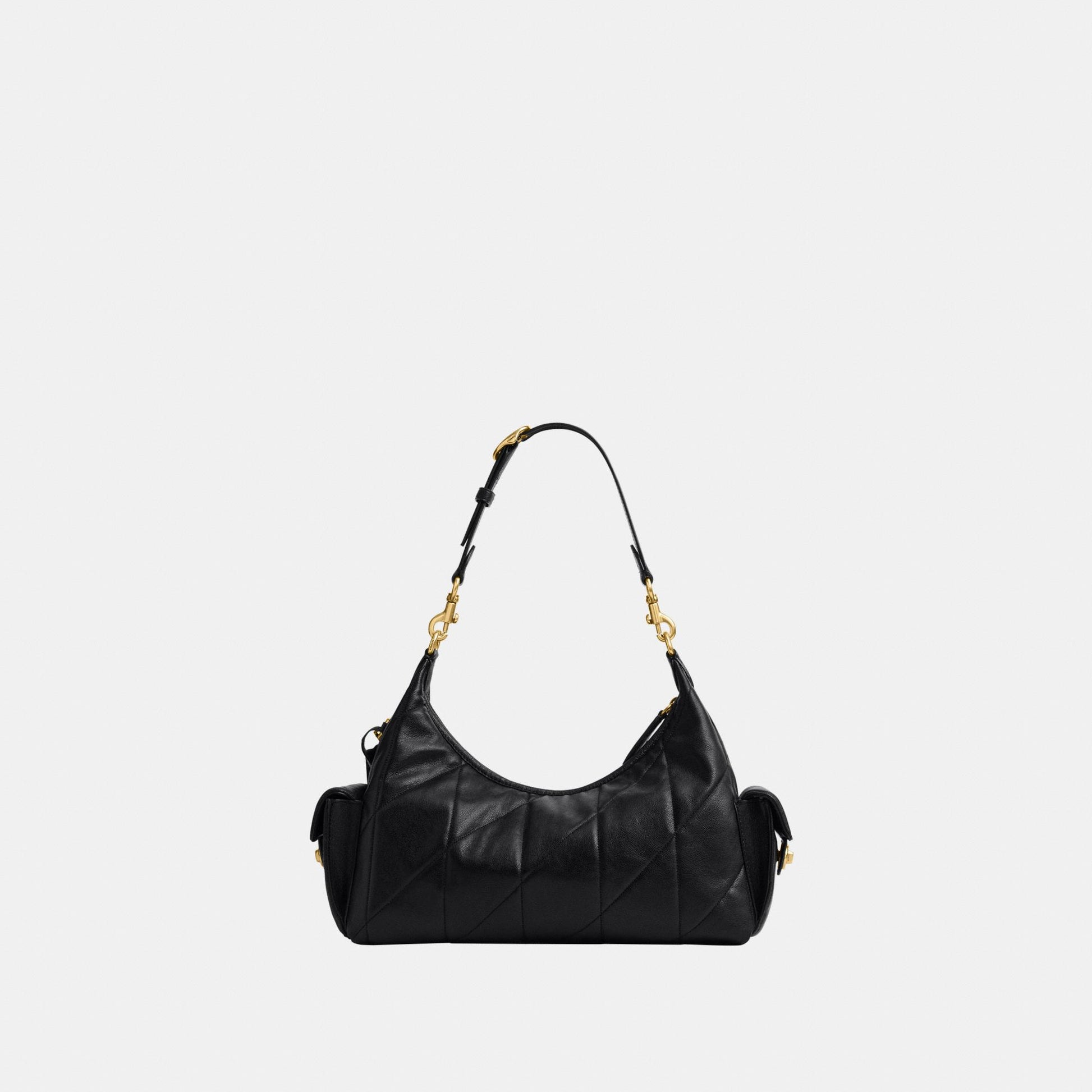 CDZ71-Soft Quilted Leather Pocket Juliet Bag 30-B4/Black