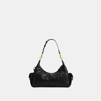 CDZ71-Soft Quilted Leather Pocket Juliet Bag 30-B4/Black