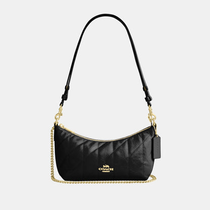 CDZ88-Caitlin Shoulder Bag in Glazed Leather with Quilting-Im/Black