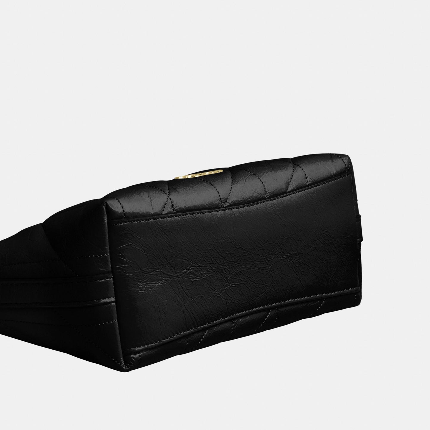 CDZ88-Caitlin Shoulder Bag in Glazed Leather with Quilting-Im/Black