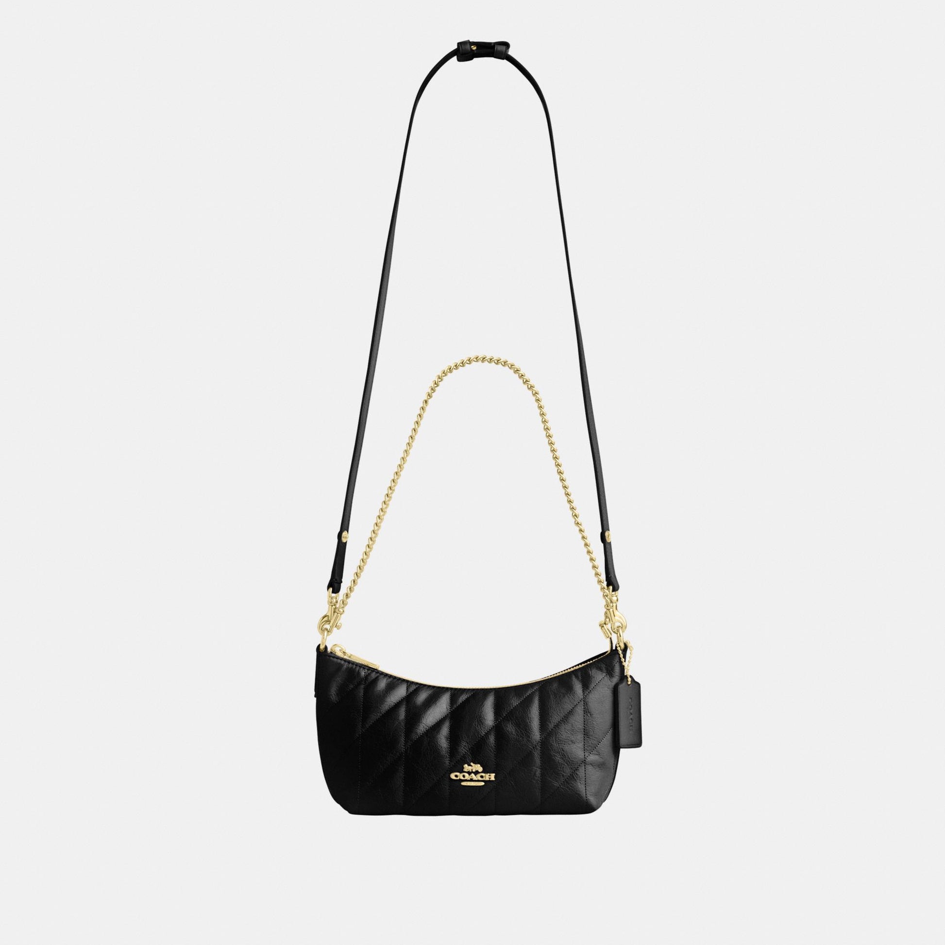 CDZ88-Caitlin Shoulder Bag in Glazed Leather with Quilting-Im/Black