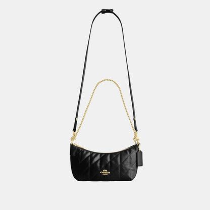 CDZ88-Caitlin Shoulder Bag in Glazed Leather with Quilting-Im/Black