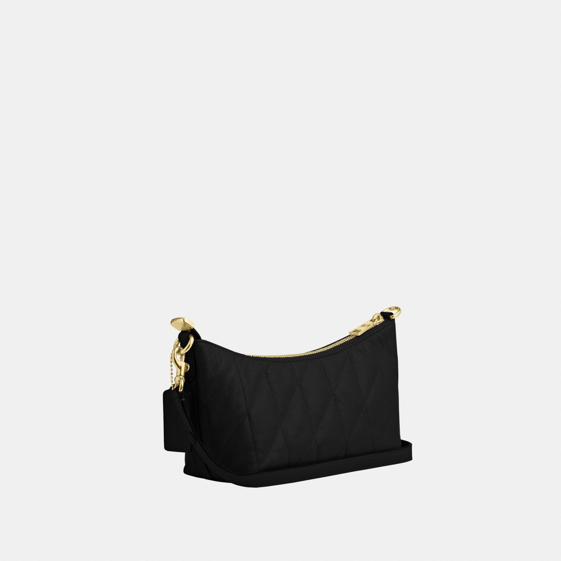 CDZ88-Caitlin Shoulder Bag in Glazed Leather with Quilting-Im/Black