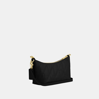 CDZ88-Caitlin Shoulder Bag in Glazed Leather with Quilting-Im/Black