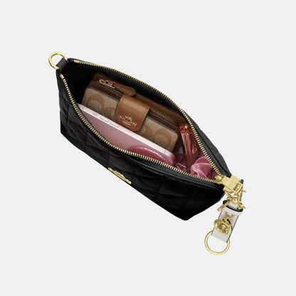 CDZ88-Caitlin Shoulder Bag in Glazed Leather with Quilting-Im/Black
