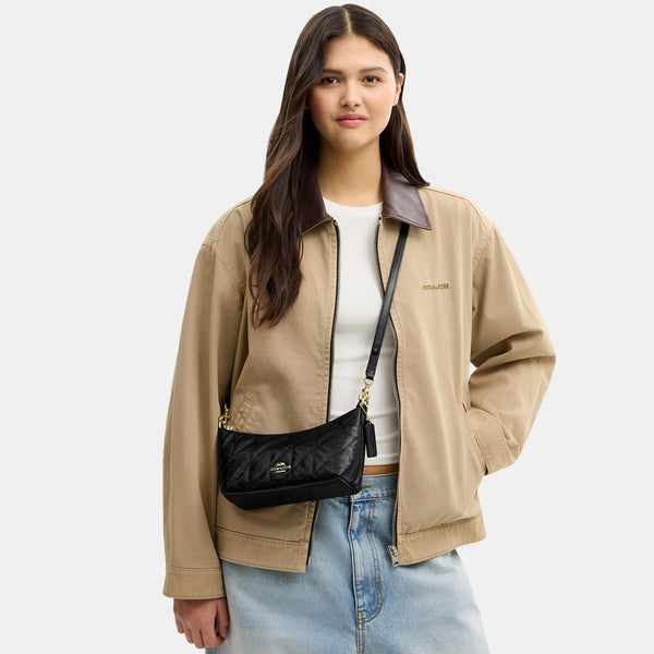 Caitlin Shoulder Bag in Glazed Leather with Quilting