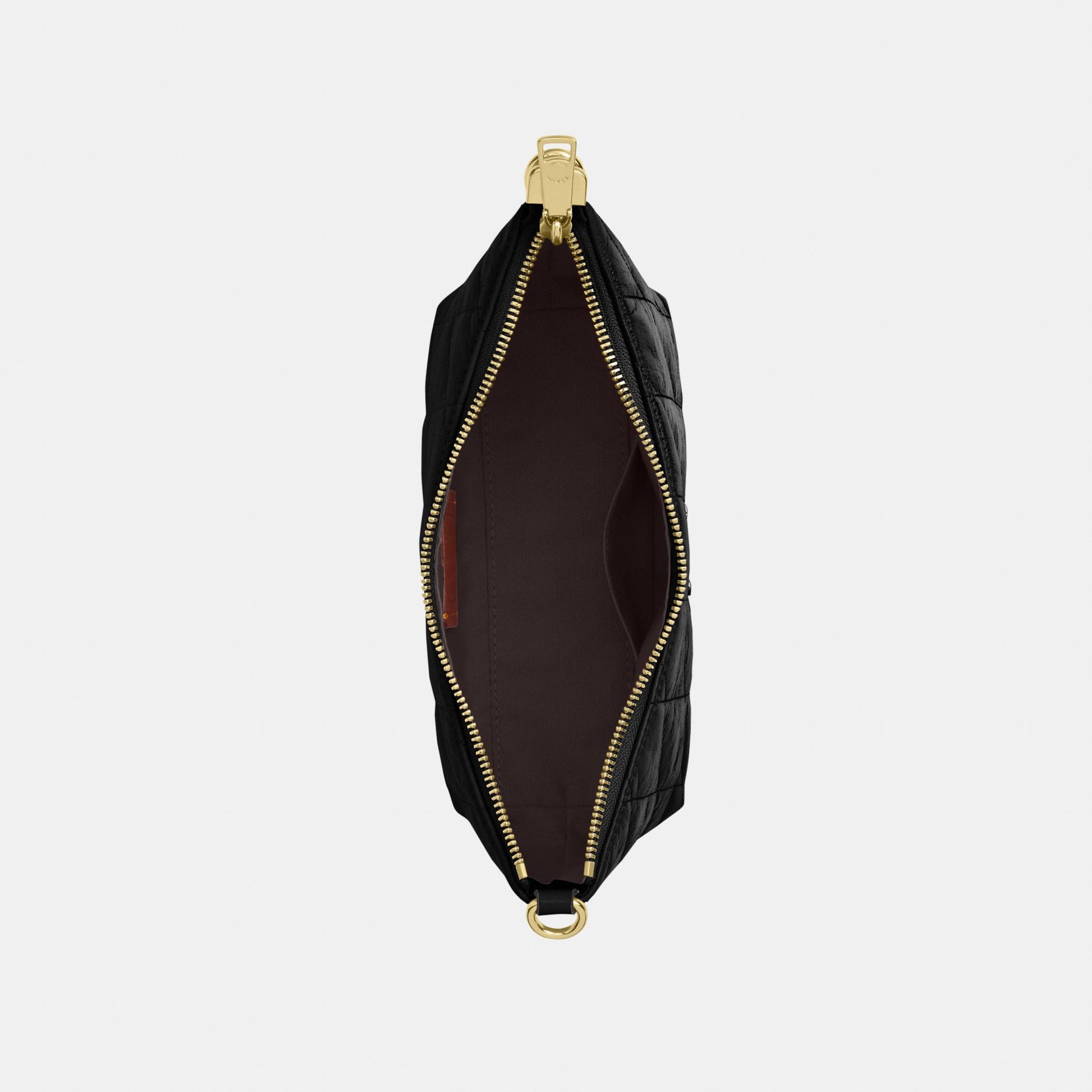 CDZ88-Caitlin Shoulder Bag in Glazed Leather with Quilting-Im/Black