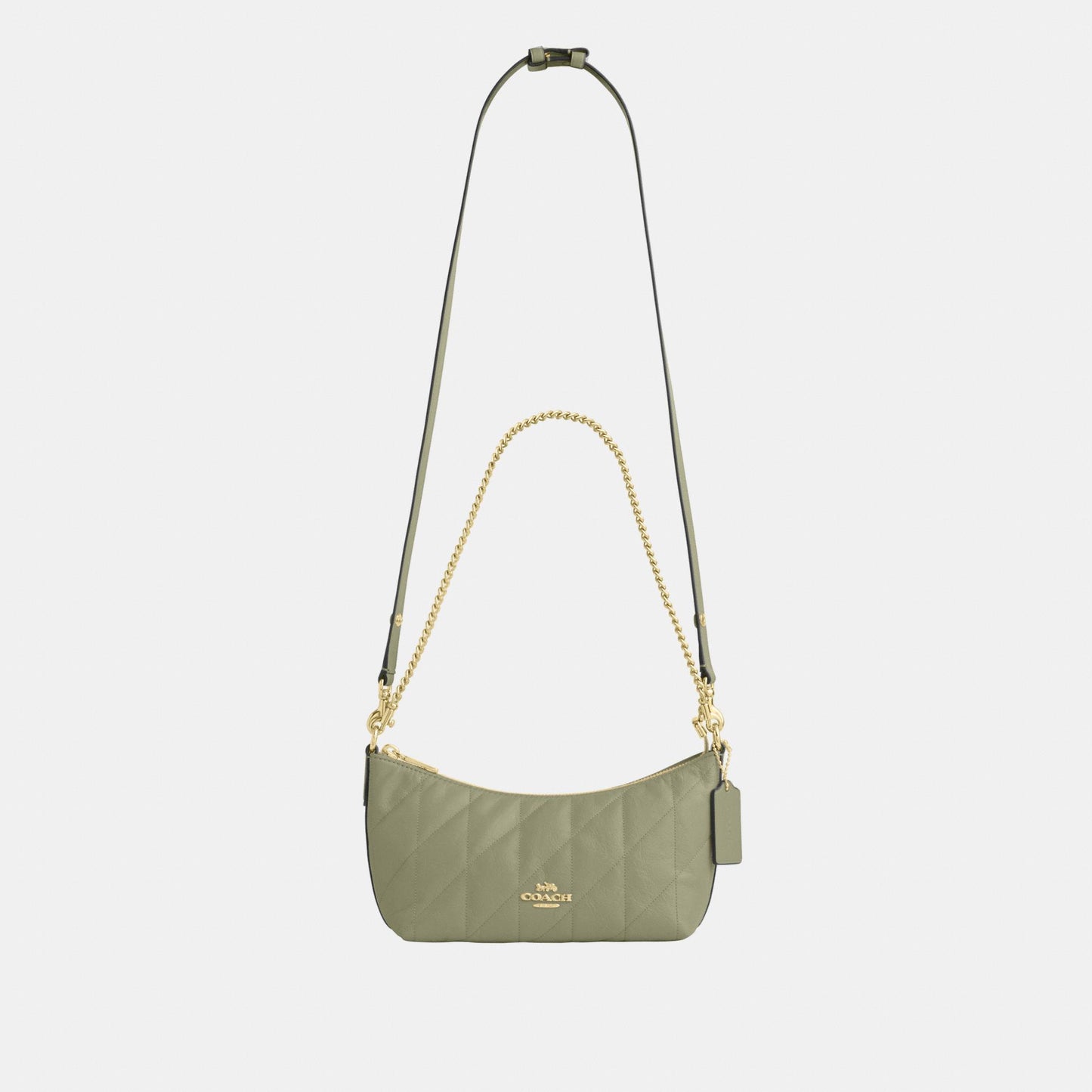 CDZ88-Caitlin Shoulder Bag in Glazed Leather with Quilting-Im/Pistachio