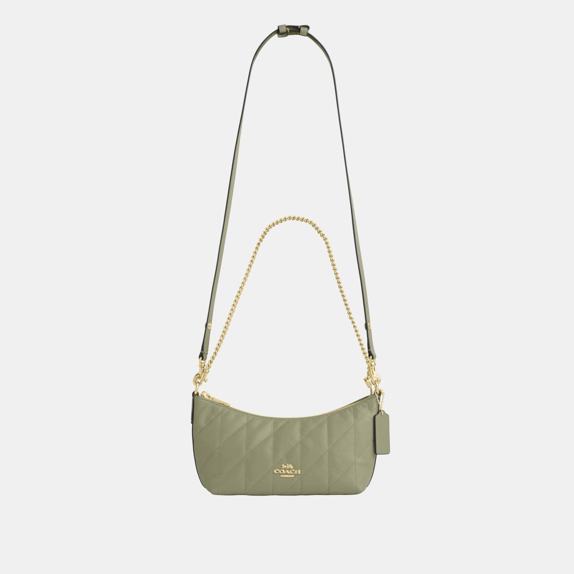 CDZ88-Caitlin Shoulder Bag in Glazed Leather with Quilting-Im/Pistachio