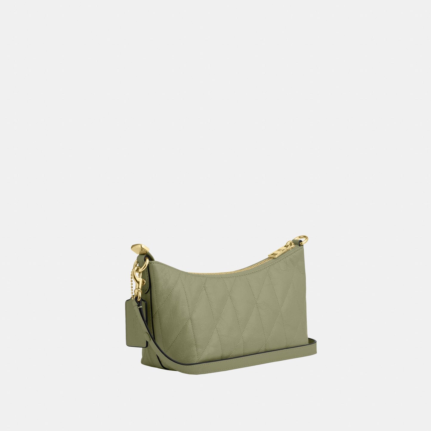CDZ88-Caitlin Shoulder Bag in Glazed Leather with Quilting-Im/Pistachio