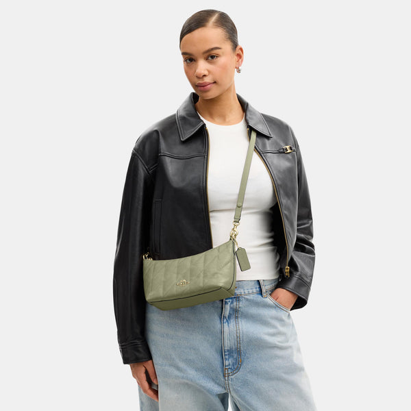 Caitlin Shoulder Bag in Glazed Leather with Quilting