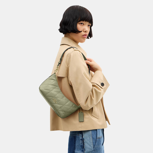 Caitlin Shoulder Bag in Glazed Leather with Quilting