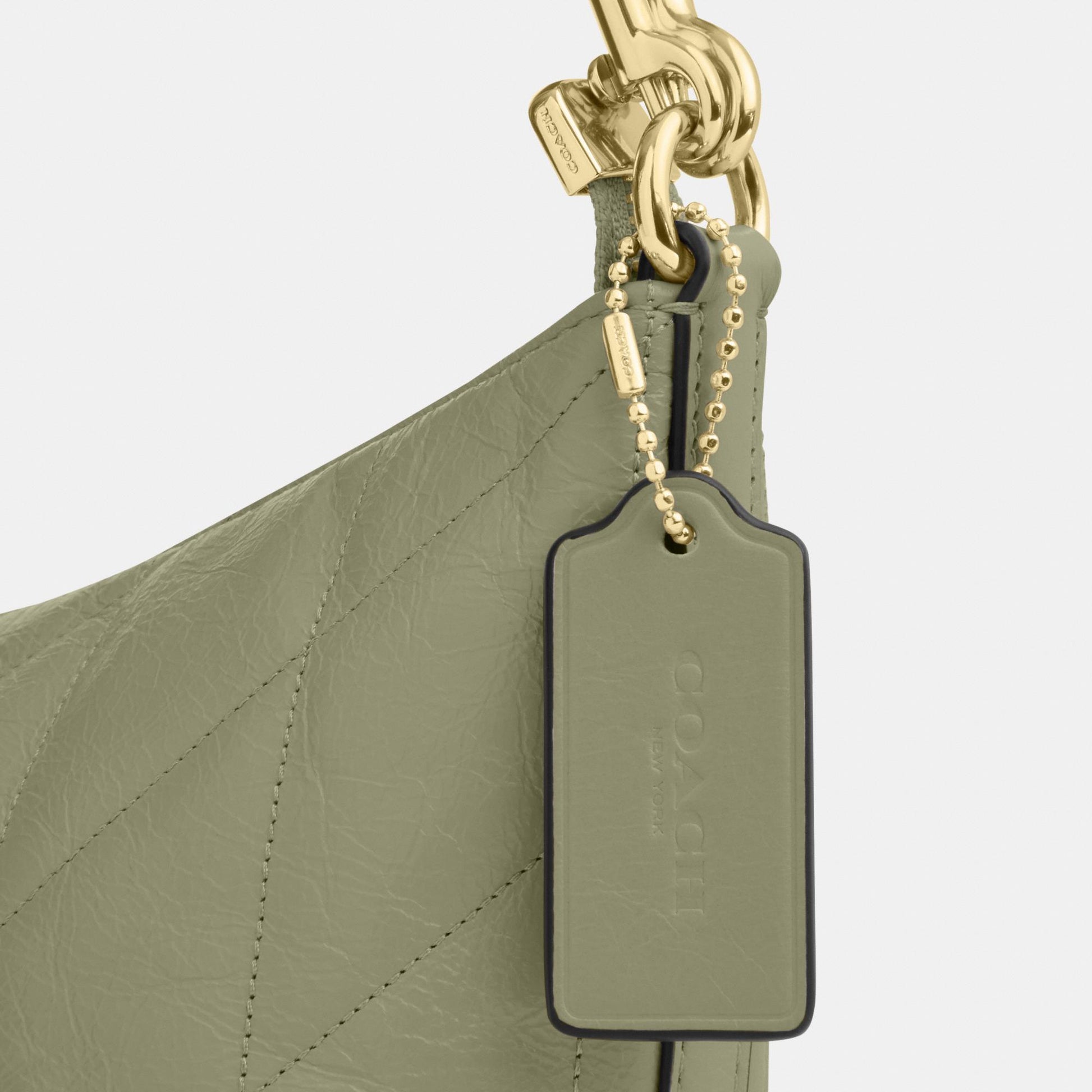 CDZ88-Caitlin Shoulder Bag in Glazed Leather with Quilting-Im/Pistachio