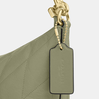 CDZ88-Caitlin Shoulder Bag in Glazed Leather with Quilting-Im/Pistachio