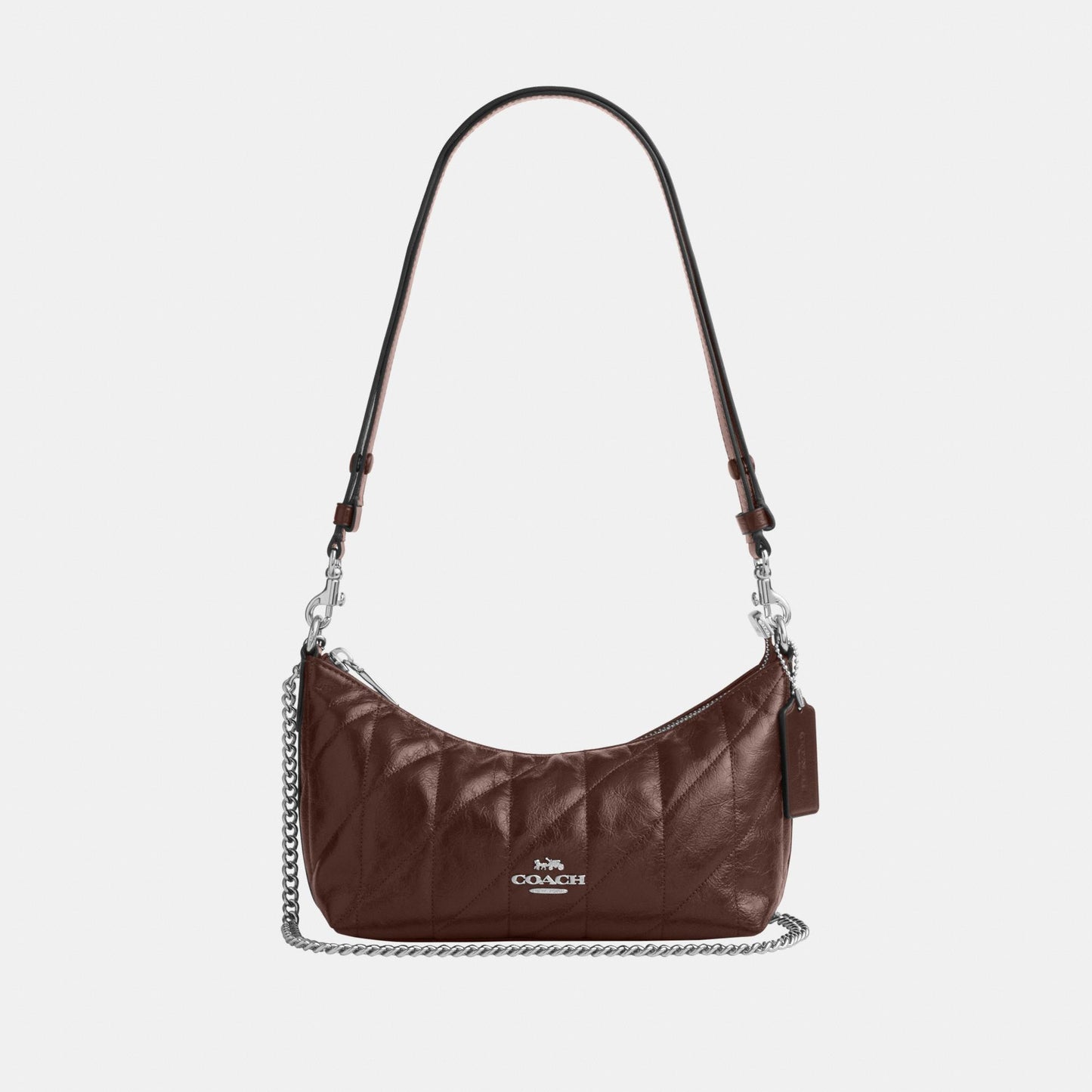 CDZ88-Caitlin Shoulder Bag in Glazed Leather with Quilting-Sv/Maple