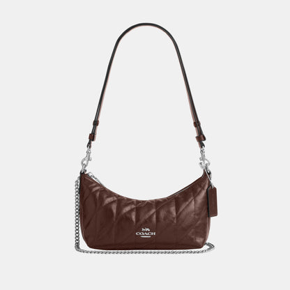 CDZ88-Caitlin Shoulder Bag in Glazed Leather with Quilting-Sv/Maple