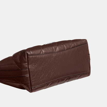 CDZ88-Caitlin Shoulder Bag in Glazed Leather with Quilting-Sv/Maple