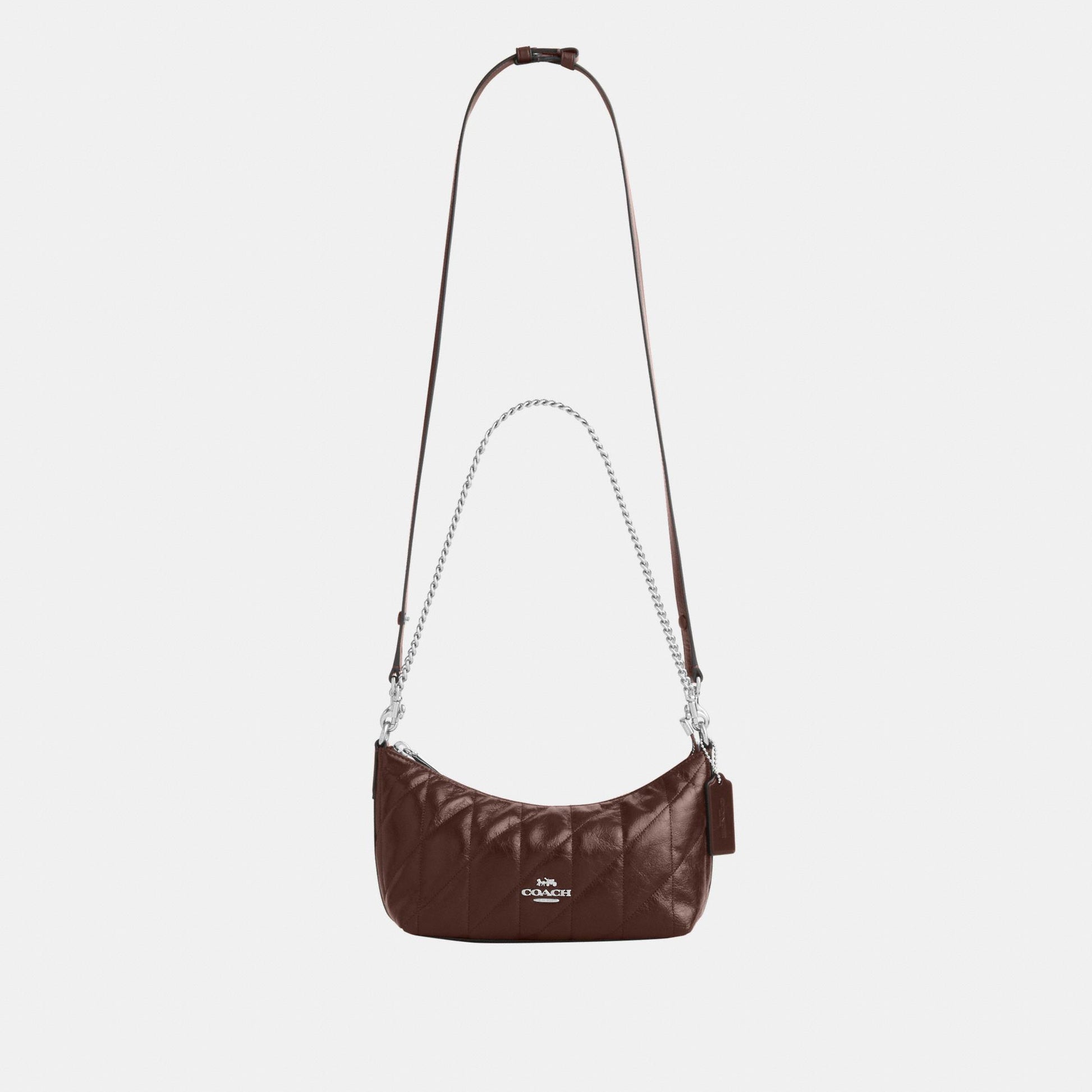 CDZ88-Caitlin Shoulder Bag in Glazed Leather with Quilting-Sv/Maple