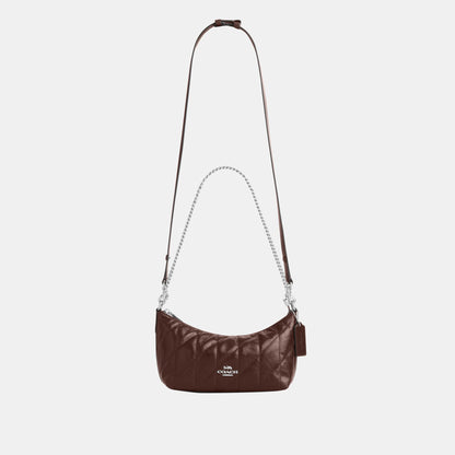 CDZ88-Caitlin Shoulder Bag in Glazed Leather with Quilting-Sv/Maple
