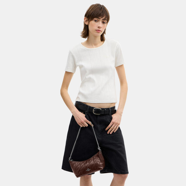 Caitlin Shoulder Bag in Glazed Leather with Quilting