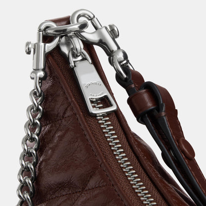 CDZ88-Caitlin Shoulder Bag in Glazed Leather with Quilting-Sv/Maple