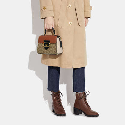 CE569-Morgan Top Handle Satchel In Colorblock Signature Canvas