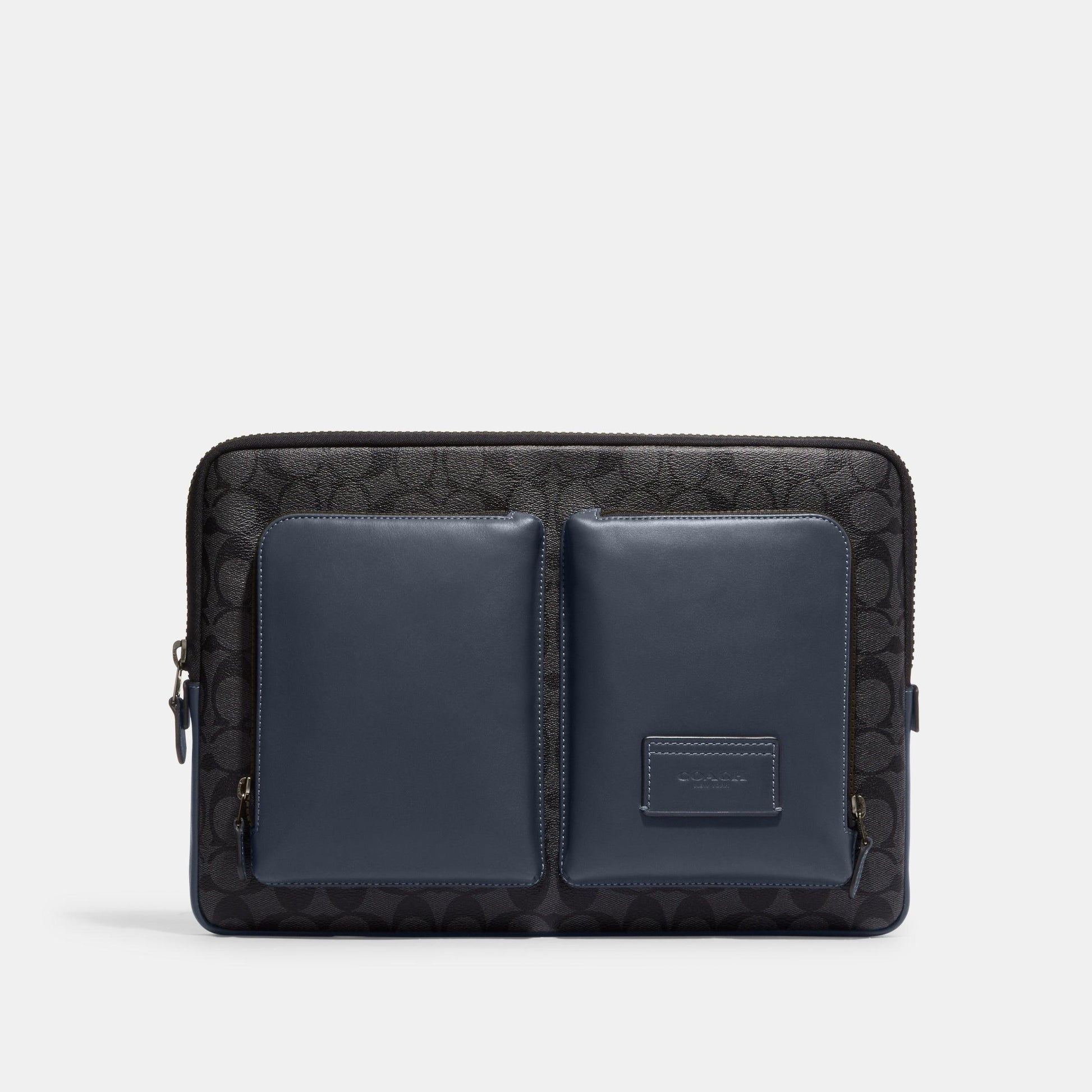 Utility Laptop Case In Colorblock Signature Canvas-CE701-Qb/Charcoal/Denim