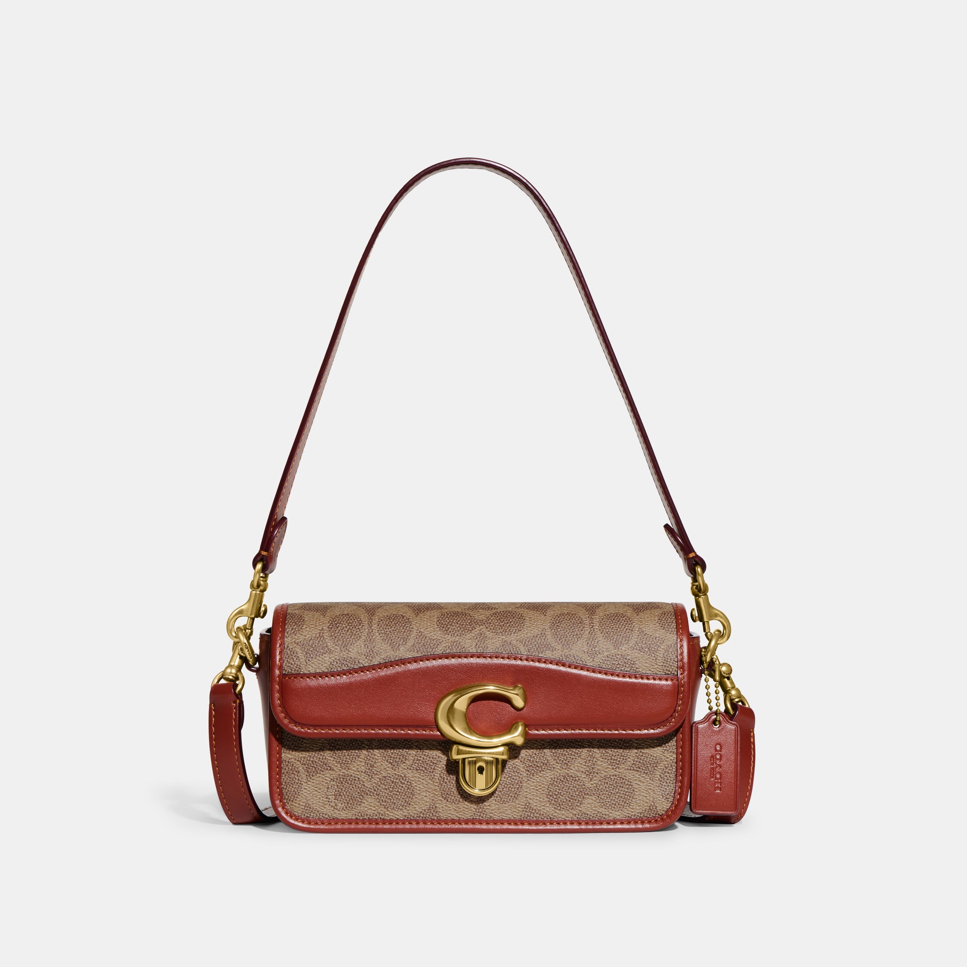 ce764-Studio Baguette Bag In Signature Canvas-B4/Tan Rust