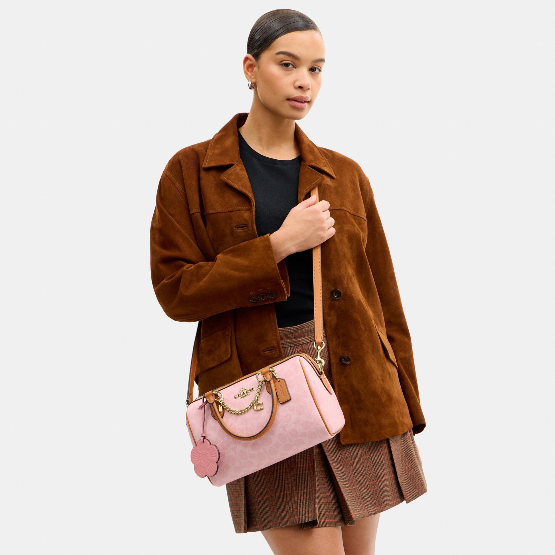 CEA18-Rowan Satchel in Signature Canvas with Charms-Im/Powder Pink