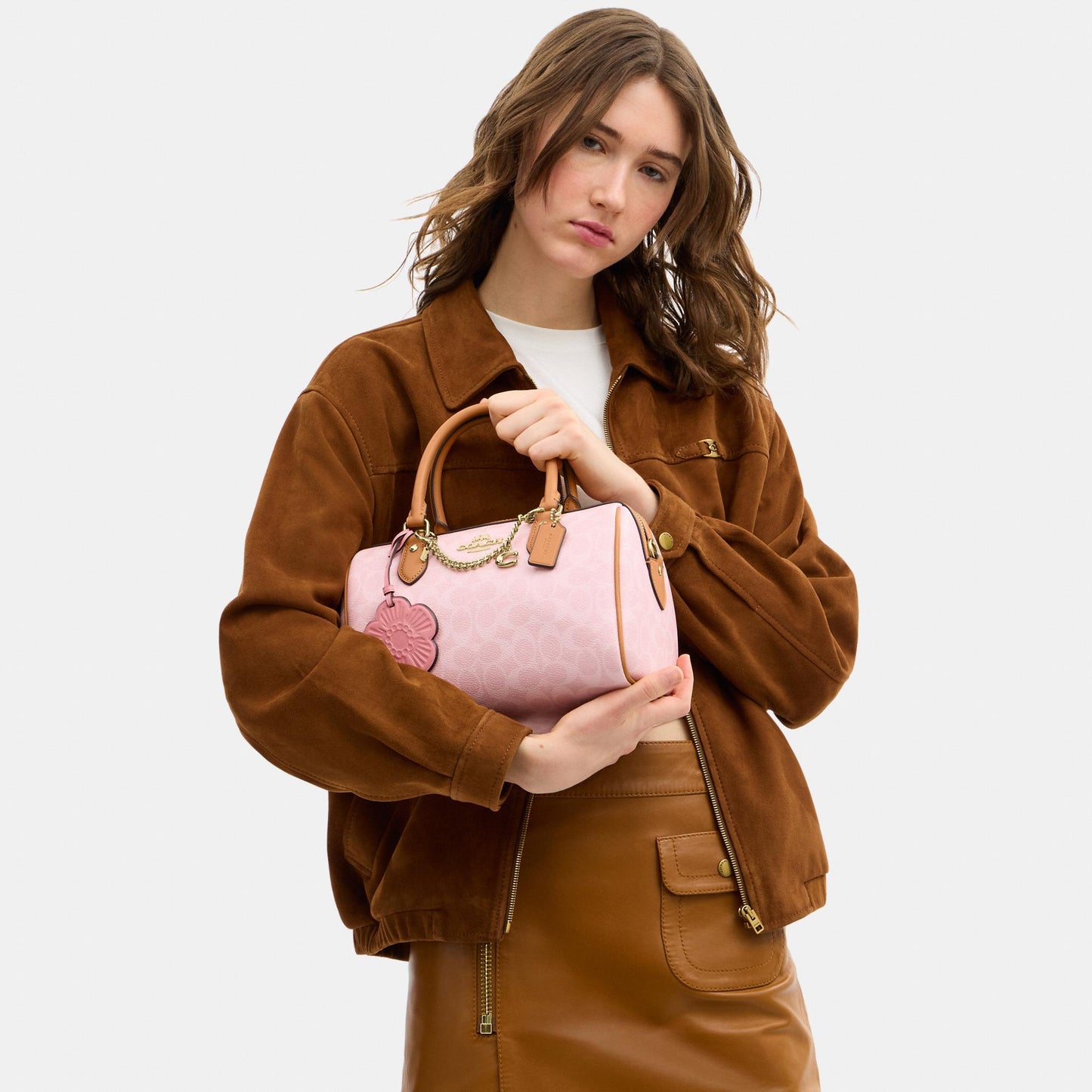 CEA18-Rowan Satchel in Signature Canvas with Charms-Im/Powder Pink