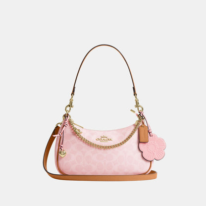 CEA20-Teri Shoulder Bag in Signature Canvas with Charms-Im/Powder Pink