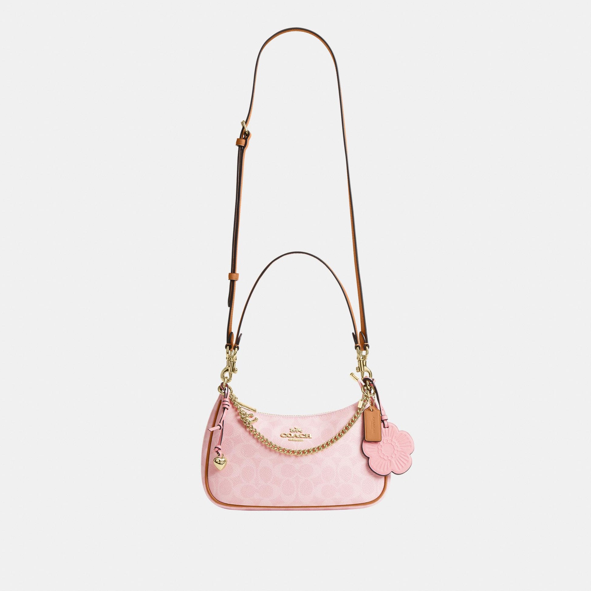 CEA20-Teri Shoulder Bag in Signature Canvas with Charms-Im/Powder Pink