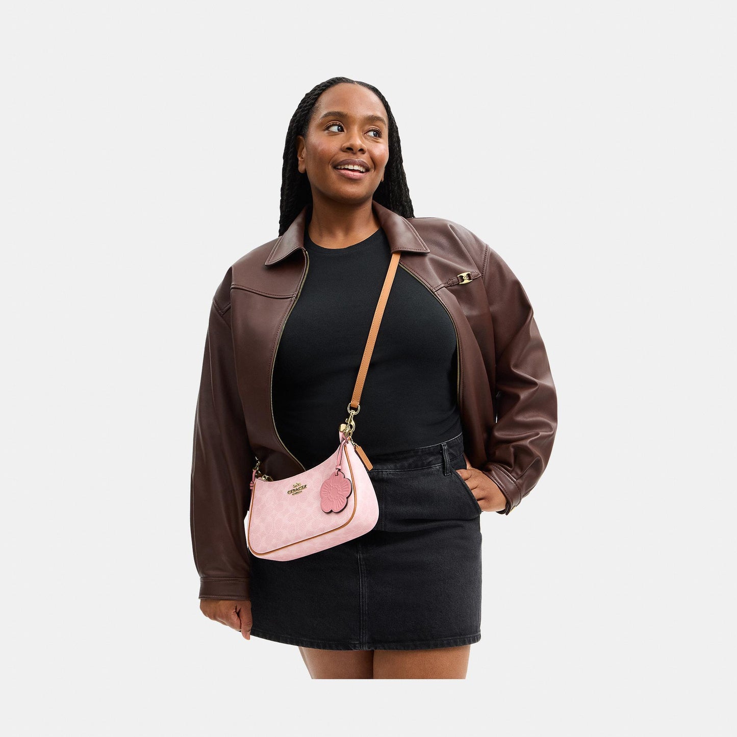 CEA20-Teri Shoulder Bag in Signature Canvas with Charms-Im/Powder Pink