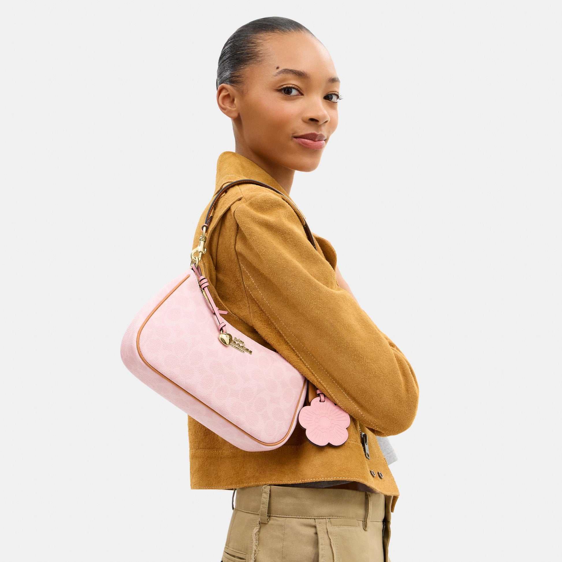 CEA20-Teri Shoulder Bag in Signature Canvas with Charms-Im/Powder Pink