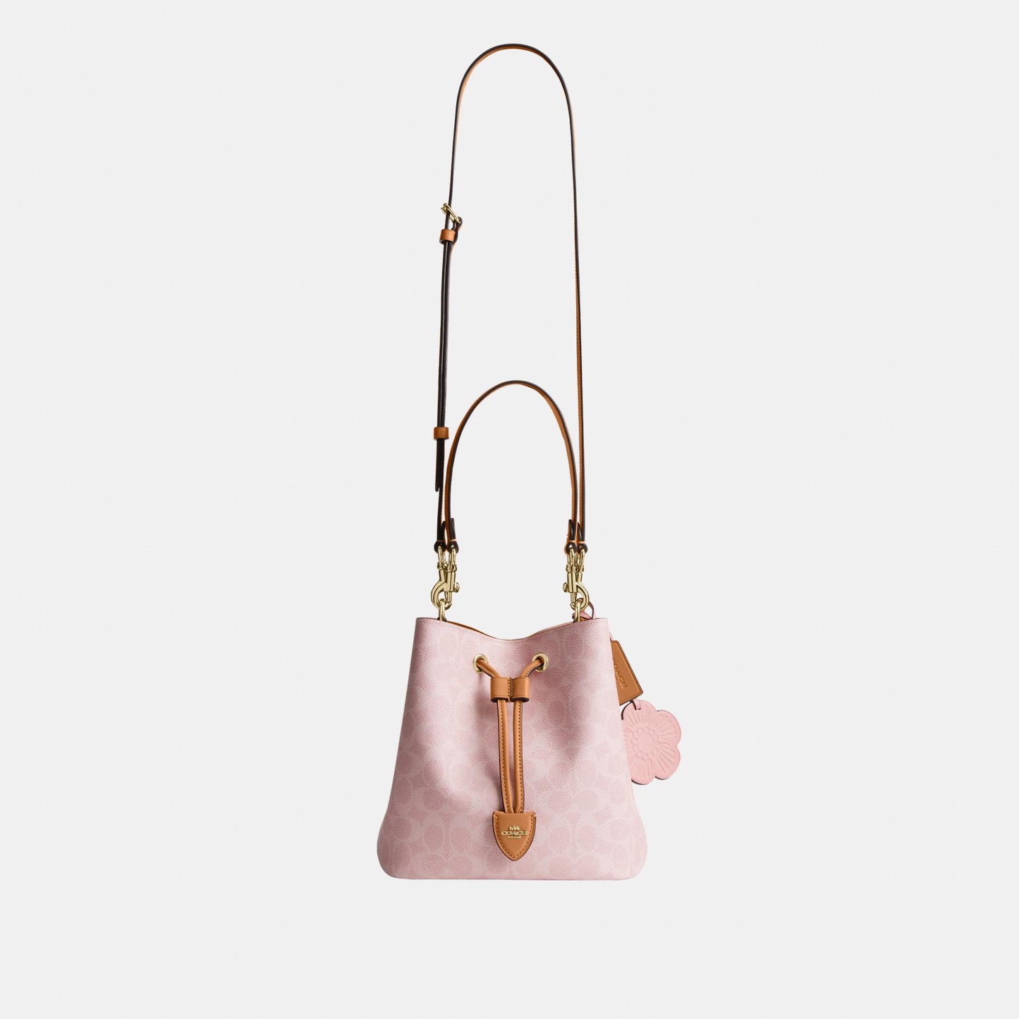 CEA23-Rowan Bucket Bag in Signature Canvas with Charms-Im/Powder Pink