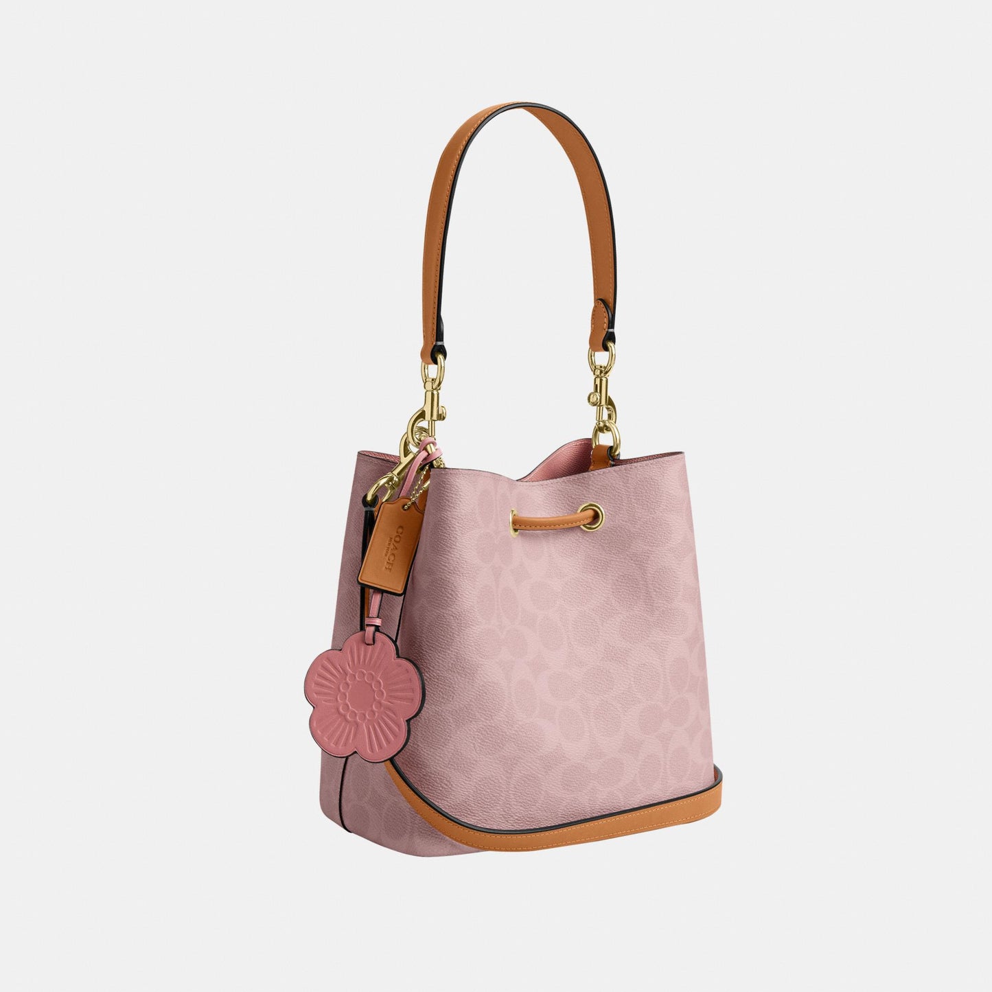 CEA23-Rowan Bucket Bag in Signature Canvas with Charms-Im/Powder Pink