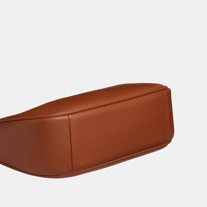 CEA66-Teri Shoulder Bag in Smooth Leather with Leathercraft Details-Im/Amber Brown