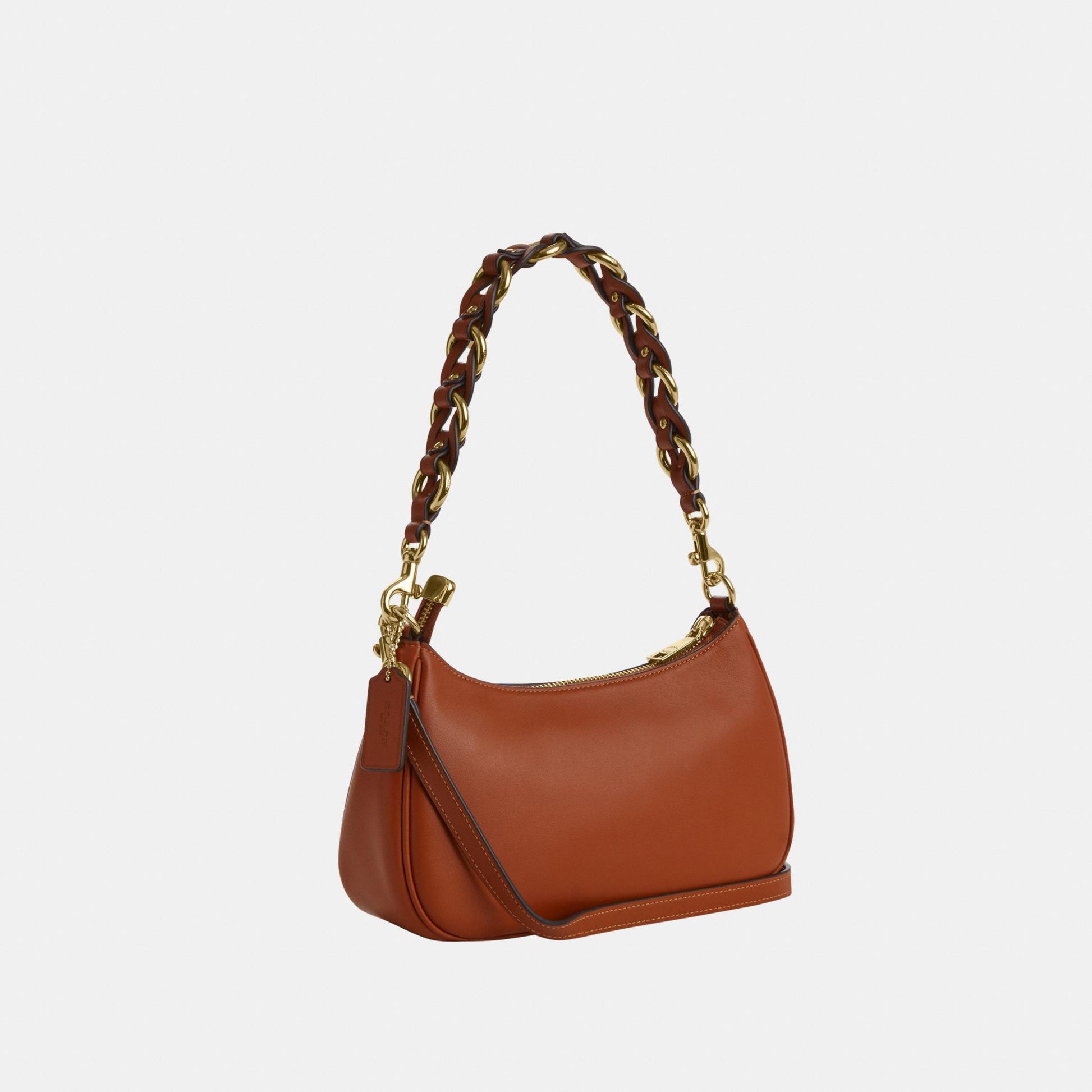 CEA66-Teri Shoulder Bag in Smooth Leather with Leathercraft Details-Im/Amber Brown