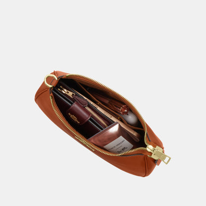 CEA66-Teri Shoulder Bag in Smooth Leather with Leathercraft Details-Im/Amber Brown